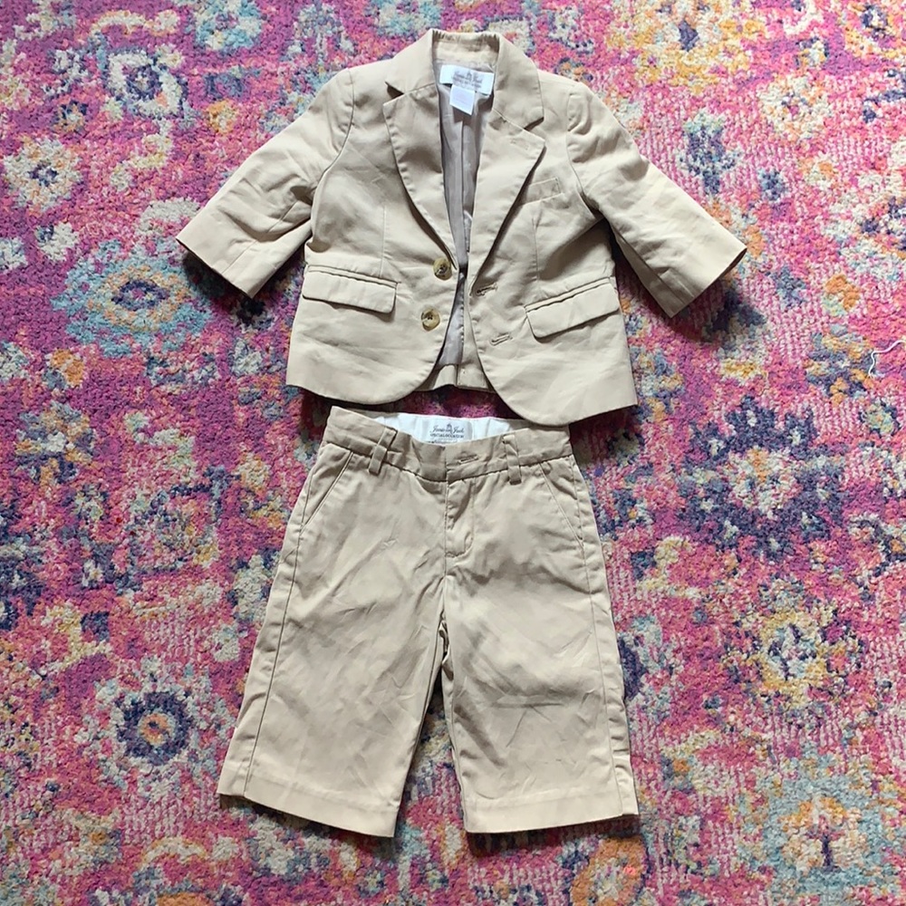 Janie and Jack special occasion khaki suit// 3-6
